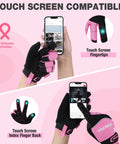 Pink Safety Work Gloves For Women And Men, Medium Size, Tough Polyester Back, Comfortable Ergonomic Fit, Built For DIY, Construction, Gardening, And Everyday Grippy Tasks. Touchscreen gloves shown using a phone.