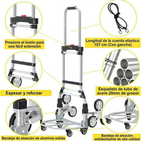 No Sweat Heavy Lifter And Smooth Operator Stair Climbing Cart featuring rust proof aluminum frame with reinforced tubework.