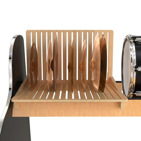 Heavy Hitting Cymbal Rack Add On Clamps Securely Onto Mobile Drum Storage Shelf To Stash Up Sixteen Cymbals Keep Your Band Room Locked And Loaded Made In Usa with cymbals organized.