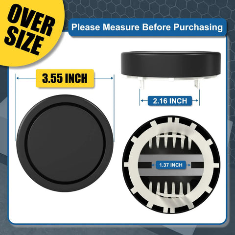 Slick Matte Black Tub Overflow Cover For Traditional Standard Bathtubs No Hassle Two Screw Bolt Mount 3.55 inch measurements shown.