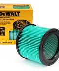 HEPA Vacuum Filter Replacement For 4 To 5 Gallon Shop Vacuums, Fits DXV04T, DXV05P, DXV05S, DXV08S. Green pleated filter and box.