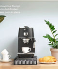 Coffee maker with cup on Countertop Coffee Pod Holder With Sliding Drawer For Keurig K Cups Holds 36 Pods Caddy Dispenser