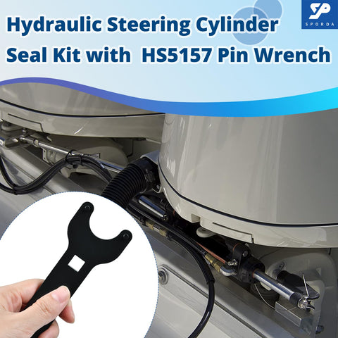 Hydraulic Steering Seal Kit For SeaStar HC Series With HS5157 Pin Wrench Fits HC5340 To HC6755 SeaStar Hydraulic Cylinder Repair Kit No Fuss Install Premium Seals For Smooth Steering