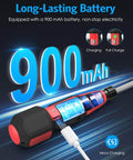 Cordless Power Screwdriver Kit With USB Cable And LED Lights showcasing 900mAh battery capacity and micro USB charging features