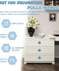 Straight Up Fresh Turquoise Marble Print Crystal Cabinet Knobs And Mushroom Drawer Pulls For Dressers Kitchen Bathrooms Clean Vibe Game Changer Home Decor With Screws One Pack on white dresser.