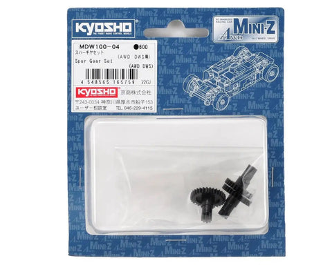 DWS Spur Gear Set LL For MA-010 MA-015 AWD 98mm Long Chassis with packaging, shown in clear plastic bag and detailed winter blue box.