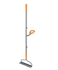 Strain-Reducing Steel Bow Rake With 16 Steel Tines And 54-Inch Handle, Ergonomic Second-Handle Design, Gray and Orange