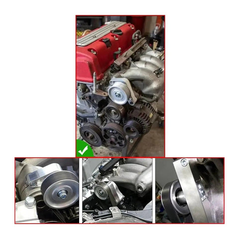 Heavy Duty Adjustable Aluminum Idler Pulley Kit For K-Series Honda Civic And Integra K24 Swap With Belt That Fits Direct Bolt On No Mods Needed Perfect Fit And Reliable Performance For Your JDM Ride installed on Honda K24 engine