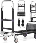 Straight Up Heavy Duty 3 In 1 Convertible Hand Truck Dolly Cart with a folding design and accessories for easy transport.