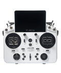 Front view of Dual Band RC Transmitter with CNC Hall Gimbals, touchscreen, metal trims, and adjustable sliders.