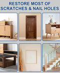 Quick Fix Wood Filler Sticks 3 Pack for repairing scratches on wood furniture and doors in various home settings.