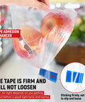 No Sweat Heavy Duty Bag Sealer With Razor Edge Trimmer And Six Pack Assorted Color Rolls - Rock Solid Steel poly tape securing apples in a bag.