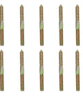 M8x80mm Double End Threaded Self Tapping Wood Screw Bolt Stud Hanger Bolt Pack Of 10 Iron Bronze Tone Heavy Duty Timber Fasteners