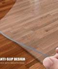 Clear Chair Mat For Hard Floors 30x48 Inch, Transparent Office Floor Protector With Anti Slip Underside shown on wood floor
