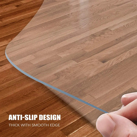 Clear Chair Mat For Hard Floors 30x48 Inch, Transparent Office Floor Protector With Anti Slip Underside shown on wood floor