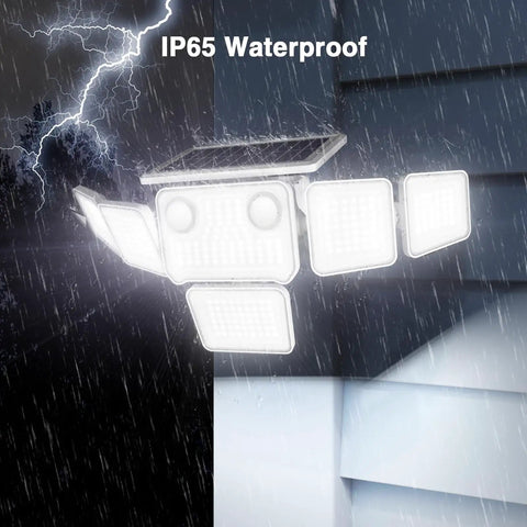 Badass Six Head Solar Flood Lights With 6000 Lumens And Dual Motion Sensors Plus Remote Control Rock Solid IP65 Waterproof LED Security Fixtures For Yard And Patio Two Pack