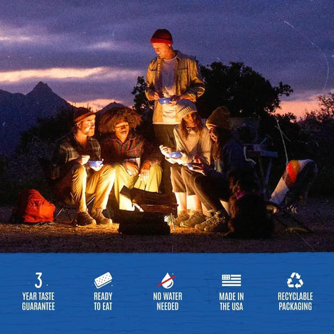 Campers enjoying Mint Chocolate Chip Ice Cream Sandwich Freeze Dried For Backpacking And Camping Dessert Or Trail Snack 12 Pack