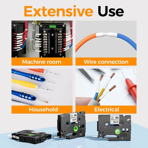 Top Shelf Performance Hse-211 Heat Shrink Label Tubes For Wire Cables Compatible With Brother Ptouch Printer Supplies shown in extensive use.