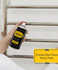 Person using Go To All Purpose Metal Lubricant And Cleaner Spray For Rust Prevention Polishing And Protection Penetrating Oil Silicone Spray Garage Door Ready Multi Purpose Metal Cleaner on metal towel rack