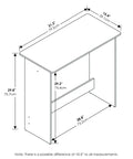 Technical drawing of Compact Study Desk With 31.3 Inch Wide Tabletop For Homework, Work, And Light Gaming, Espresso Finish Computer Desk With Soft Edges And Space Saving Design, dimensions labeled.