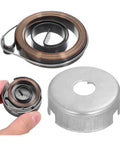 Set Of One Heavy Duty Steel Drill Press Return Spring shown with quill assembly and metal cap for easy replacement.