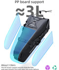 Expandable Waterproof Bikepacking Saddle Bag With 3L Capacity showing PP board support and elastic cord for cyclists