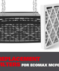 Bang For Your Buck Dual Replacement Filters Set For Ecomax MCF03 Air Filtration Systems showing one black external and one white internal filter.
