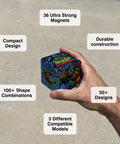 Dodeca Magnetic Puzzle Cube Fidget Toy For Stress Relief And Focus, hand holding compact magnetic cube with 36 magnets