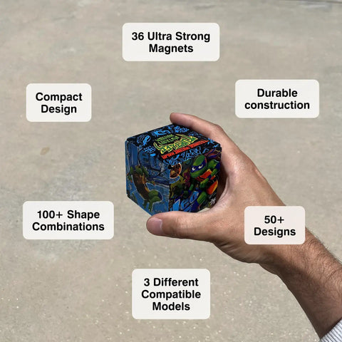 Dodeca Magnetic Puzzle Cube Fidget Toy For Stress Relief And Focus, hand holding compact magnetic cube with 36 magnets