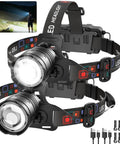 Rechargeable 3000 Lumen LED Headlamp With 90 Degree Rotating Beam Adjustable Focus 4 Modes For Hiking And Camping