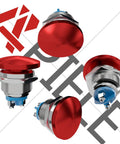 Red 22mm Mushroom Head Momentary Push Button Switch IP65 Waterproof 5A SPST 12V 24V 36V DC 110V 250V AC For Panel Mount