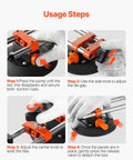 VEVOR Seamless Seam Setter kit, orange clamps with two 6-in vacuum suction cups, four-step instruction panels