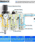 Pro Grade Industrial Air Dryer System 0-240 PSI 3/4 In NPT 3-Stage Setup with filters and auto drain regulator.