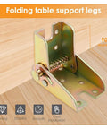 Rock Solid Built Like A Tank Zinc Plated Heavy Duty Four Piece Set Of Ninety Degree Self Locking Folding Hinges For Table Legs with spring mechanism.