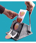 Person using All In One Circle Punch Die Cutter For Paper And PVC Cards Heavy Duty Stack Cutter with steel blade for crafting projects.