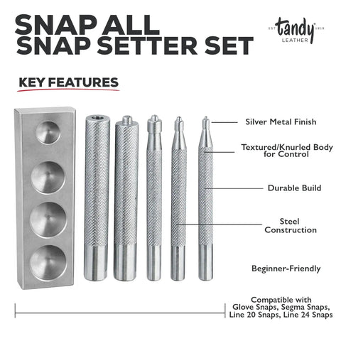 Leather Snap Setter Kit For Clean Consistent Installations At Home DIY Ready Tools For Belts Wallets Bags And Apparel Repairs