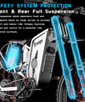 X2Pro Electric Dirt Bike with 6000W motor, full suspension, highlighting shocks and braking system for off-road use