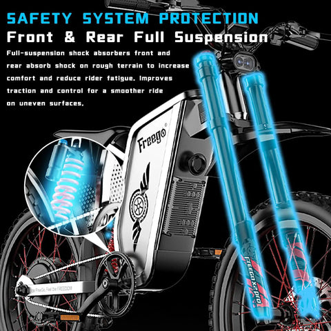 X2Pro Electric Dirt Bike with 6000W motor, full suspension, highlighting shocks and braking system for off-road use