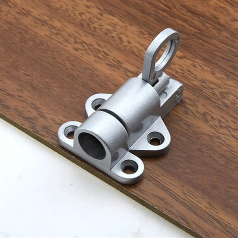 Heavy Duty Aluminum Sliding Door Spring Loaded Barrel Bolt Lock on wooden surface, showcasing durable steel construction.