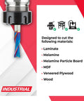Solid Carbide Spektra Extreme Tool Life Spiral Plunge Router Bit Down Cut 3/8 In Dia showcased with material options text