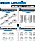 Beefed Up 1/2 Inch Heim Joints Rod End Kit with Chromoly Panhard adapters, showing rod ends, bungs, jam nuts, and spacers.