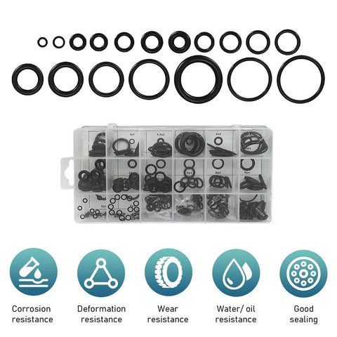 225 Piece Garage Ready Rubber O Ring Kit With 18 Sizes Heat Resistant And Corrosion Resistant O Rings Seal Washers Set