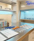 Hella Precise 1ml 29g 1/2 Inch Disposable Syringes Pack Of 25 With Clear Graduations And Leak Proof Design on lab table.