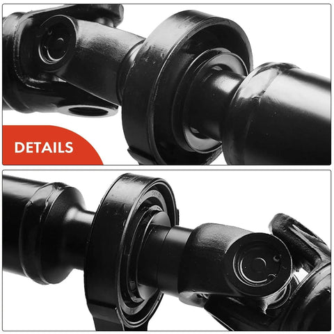 Beefed Up Rear Driveshaft Assembly for Ford Explorer 2011 2018 and Police Interceptor Sedan 2013 2018 with Automatic Transmission, Easy Bolt In Prop Shaft Upgrade for AWD and 4WD. Black steel U-joint detail
