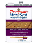 Container of Thompson's WaterSeal Solid Waterproofing Stain for Wood Maple Brown 1 Gallon showcasing Harvest Gold color