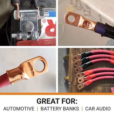 Beefy Heavy Duty 25 Pcs 1 Awg Bare Copper Ring Battery Cable Lugs With Three Eighth Inch Stud For Maximum Power Transfer And Tough As Nails Automotive Wiring Jobs