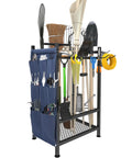 Beefed Up Garden Tool Organizer Rack For Garage And Shed, Metal Yard Tools Storage For Up To 46 Tools Including Shovels, Rakes And Brooms