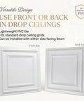 Economy PVC 2x2 Lay In Ceiling Tiles White Drop Ceiling Panels showing front and back design for versatile installations.