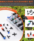 240Pcs Barbed Connectors Drip Irrigation Fittings Kit For Sprinkler Systems with assorted fittings in a plastic organizer