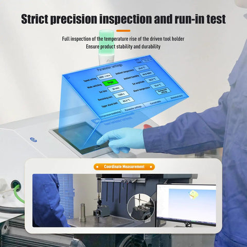 Live Driven BMT45 Tool Holder For CNC Lathe Milling With ER25 Internal Clamping Precision Turning Turret 0 Degree Setup NSK Bearings German Oil Seals Nut Wrench Included For Smooth Ultra Accurate Machining. quality test